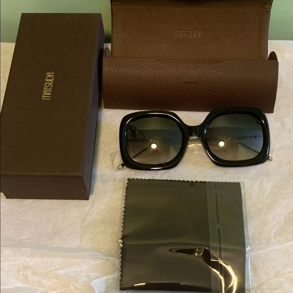 Matsuda M2035 Square Sunglasses Black w/ Silver lenses NWT